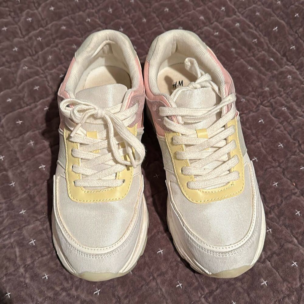 H&M Women’s Chunky Color-Block Fashion Pastel Platform Sneakers sz 39 (8.5)